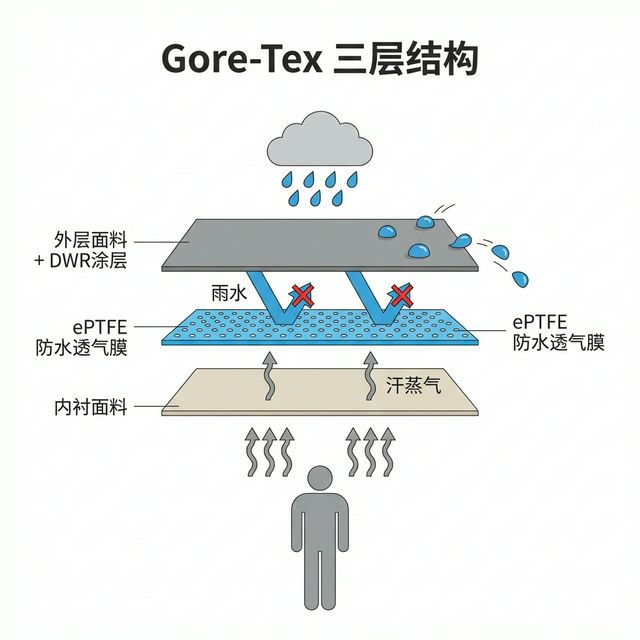 Gore-Tex 三层结构示意图